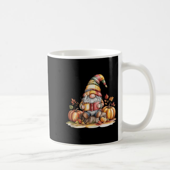 Autumn Gnome Reading Book With Pumpkins Fall Tank  Coffee Mug (Right)