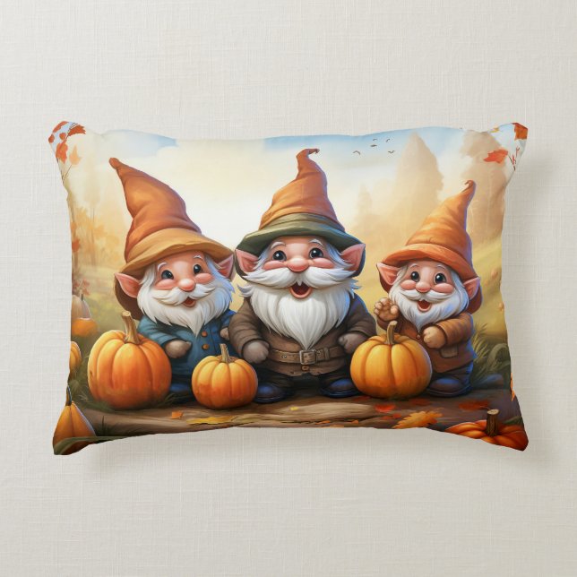 Autumn Gnome Throw Accent Pillow (Front)