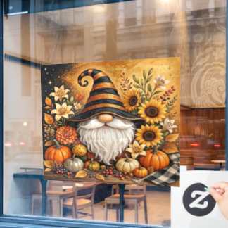 Autumn Gnome Window Cling