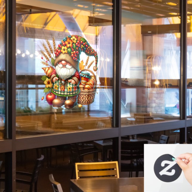 Autumn Gnome Window Cling (Restaurant Window)