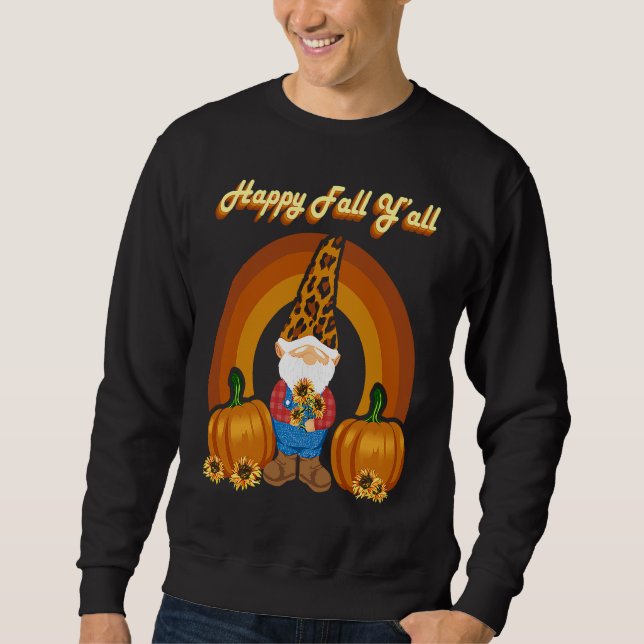 Autumn Gnomes Dwarf Spring Fall Leopard Print Pump Sweatshirt (Front)