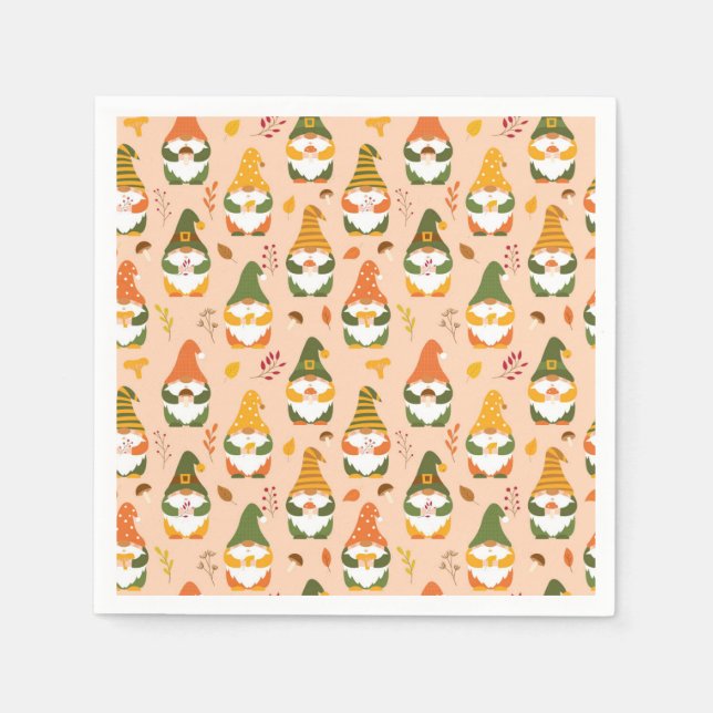 Autumn Gnomes in the Forest Pattern Napkin (Front)