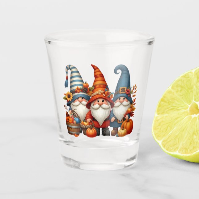 Autumn Gnomes Shot Glass (Front)