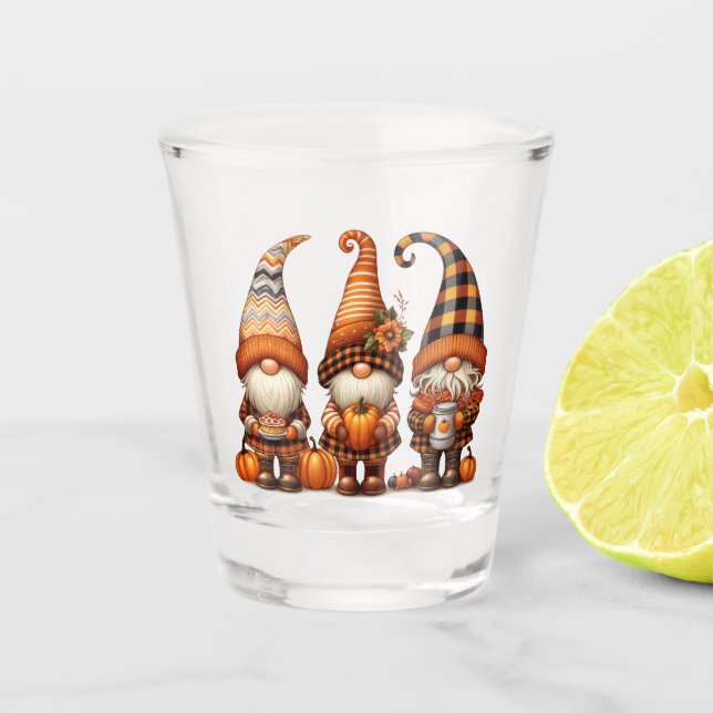 Autumn Gnomes Shot Glass (Front)
