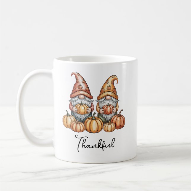 Autumn Gnomes with Pumpkins Cute Fall Thanksgiving Coffee Mug (Left)
