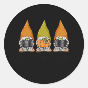Autumn Gnomes With Pumpkins It’s Fall Y’all Hallow Classic Round Sticker