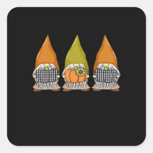Autumn Gnomes With Pumpkins It’s Fall Y’all Hallow Square Sticker