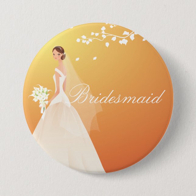 Autumn Gold Bride Bridesmaid Bride Party Button (Front)