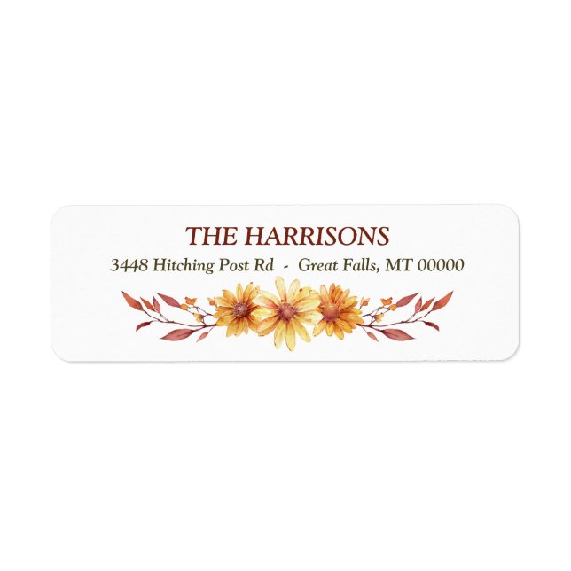 Autumn Gold Daisy Bouquet Return Address (Front)