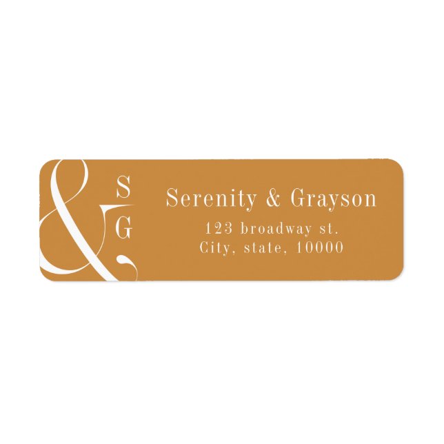 Autumn gold modern minimalist monogram address (Front)
