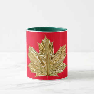 Autumn Gold red maple leaf fall metallic look Mug