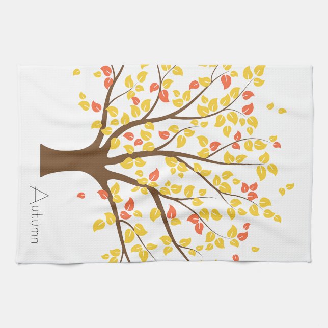Autumn Gold Tree Kitchen Towel (Horizontal)