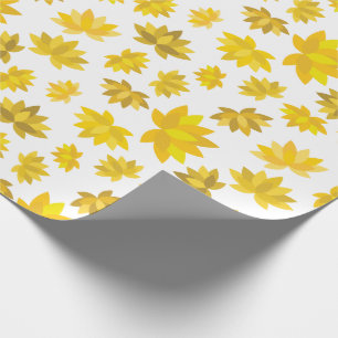 Autumn Golden Flowers Design Fall White Seamless  Wrapping Paper