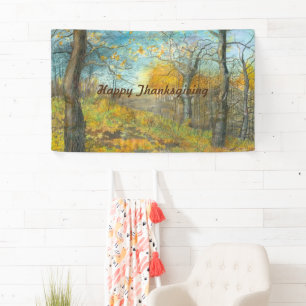 Autumn golden in an oak grove banner