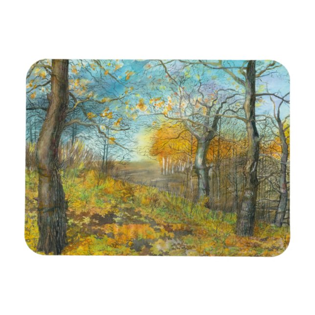 Autumn golden in an oak grove magnet (Horizontal)