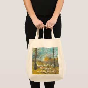 Autumn golden in an oak grove painting watercolor tote bag