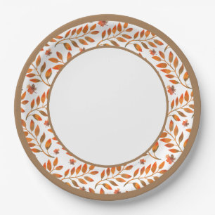 Autumn Golden Leaves Botanical  Paper Plate