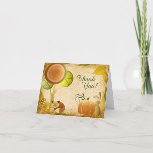 Autumn Golden Woodland Fox n Bunny Fall Thank You Card