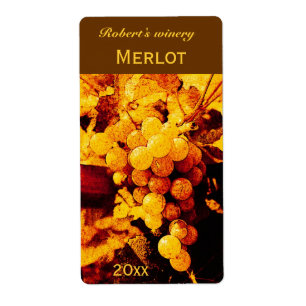 autumn grapes wine bottle label