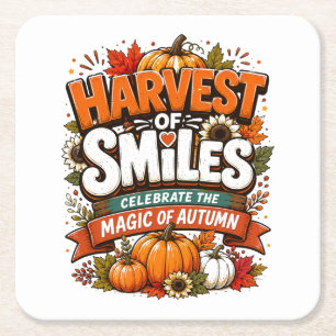 Autumn Graphic Tee Thanksgiving Shirt Cozy Fal Square Paper Coaster