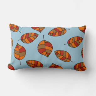 Autumn Graphical Red Leaves Pattern on any Colour Lumbar Pillow