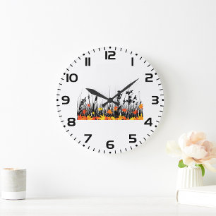 Autumn Grass Large Clock