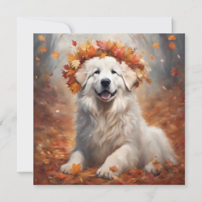 Autumn - Great Pyrenees Happy Puppy 2 Holiday Card (Front)