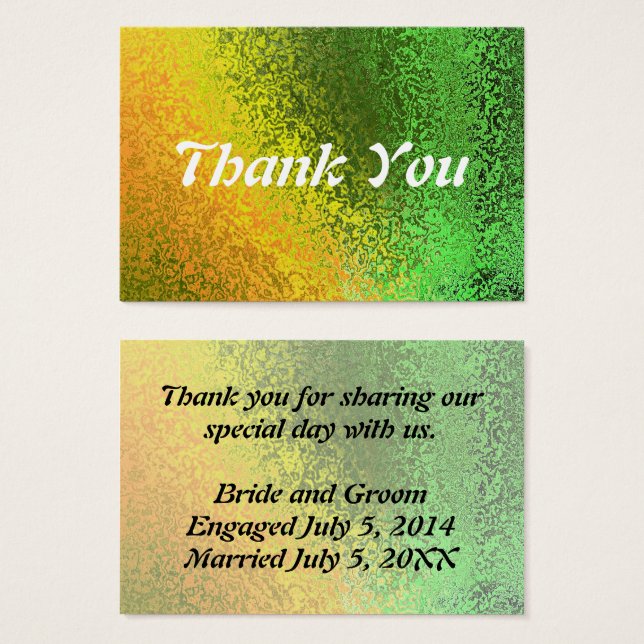 Autumn Green Yellow Wedding Guest Thank You Card (Front & Back)