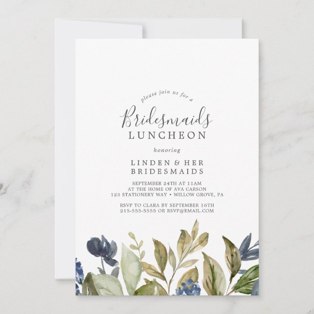 Autumn Greenery Bridesmaids Luncheon Invitation (Front)