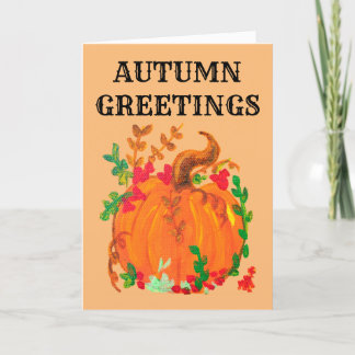 Autumn Greetings Pretty Pumpkin by BabeMonetArt Thank You Card