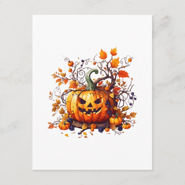 autumn Halloween funny pumpkin Enclosure Card (Front)
