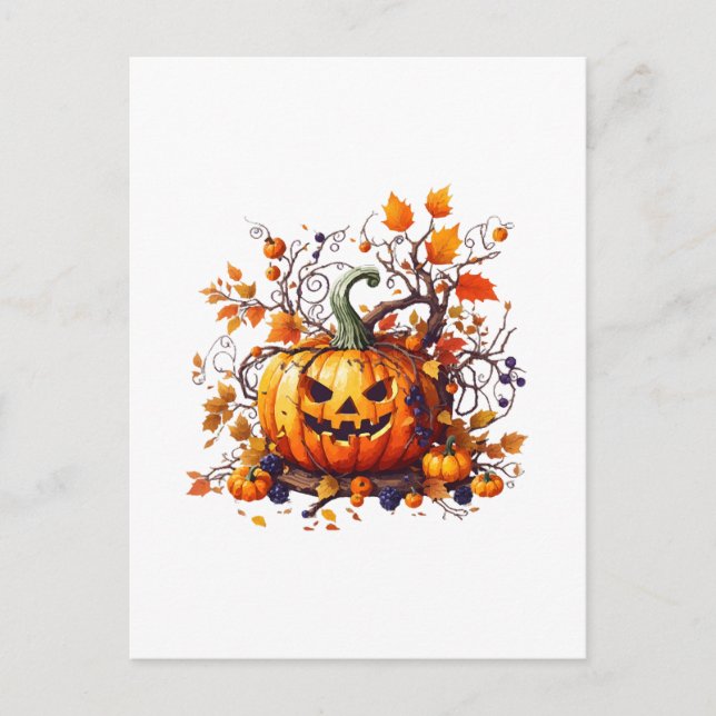 autumn Halloween funny pumpkin Postcard (Front)