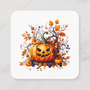 autumn Halloween funny pumpkin Square Business Card