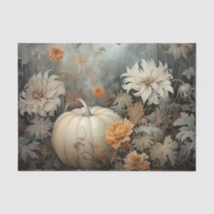 Autumn Halloween Pumpkin with Flowers Decoupage Tissue Paper