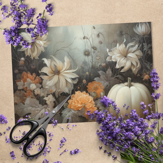 Autumn Halloween Pumpkin with Flowers Decoupage Tissue Paper (Creator Uploaded)