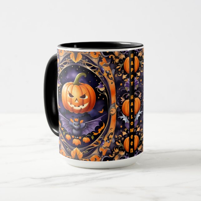 Autumn Halloween Trendy Pumpkin Collection Mug (Front Left)