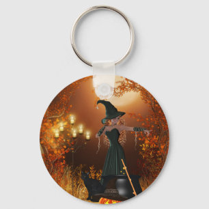 Autumn Halloween Witch Keychain