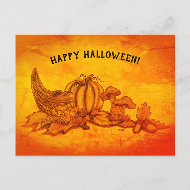 Autumn , Happy Halloween! Postcard (Front)