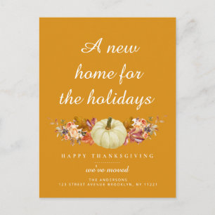 autumn happy thanksgiving moving announcement postcard