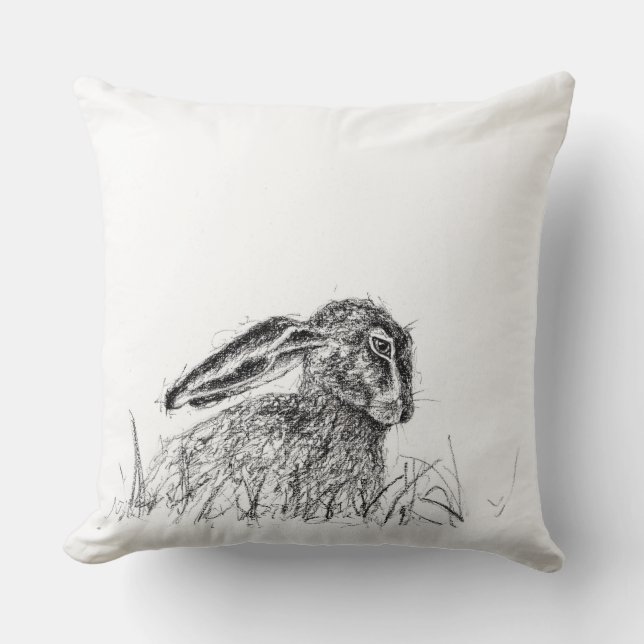 Autumn Hare Throw Pillow (Front)