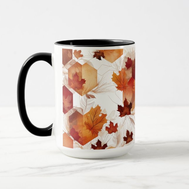 Autumn Harmony Hexagon Leaves – Combo Mug 15 oz (Left)