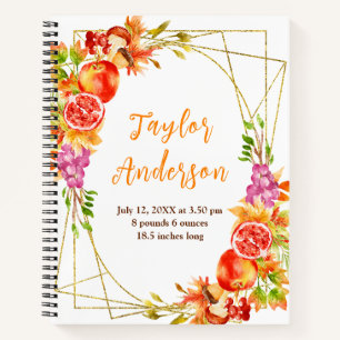 Autumn Harvest Baby Birth Stats Notebook