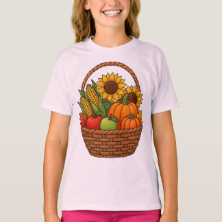 Autumn Harvest Basket – Fall Pumpkins, Sunflowers  T-Shirt