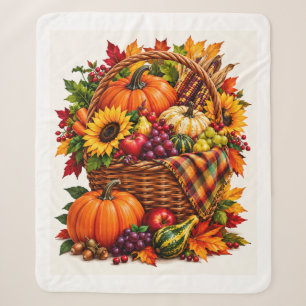 Autumn Harvest Bounty Short-Sleeve Hawaiian Sherpa Blanket