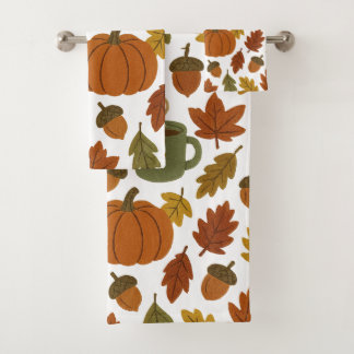 Autumn Harvest Cozy Pattern Bath Towel Set
