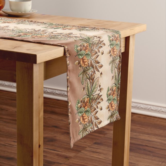 Autumn Harvest Fall Leaves Short Table Runner (In Situ)