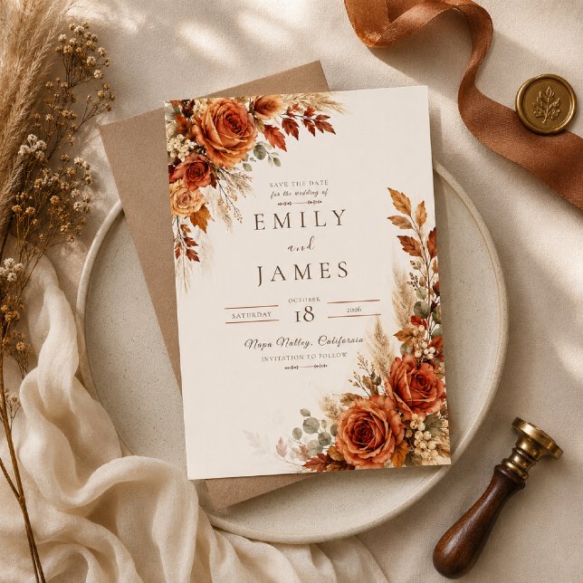 Autumn Harvest Florals Save the Date Invitation (Creator Uploaded)