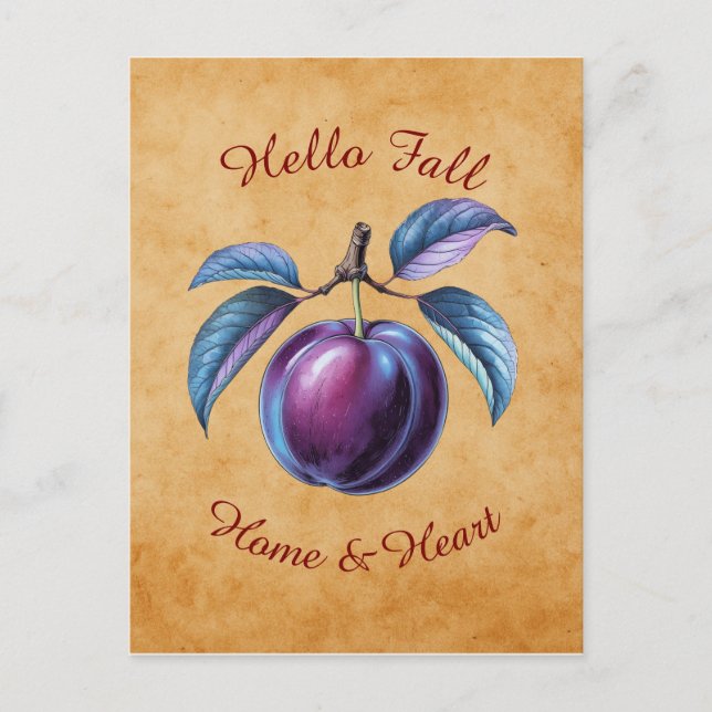 Autumn Harvest Fruit Art with Custom Text Postcard (Front)