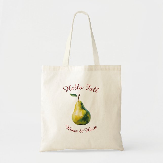 Autumn Harvest Fruit Art with Custom Text Tote Bag (Front)