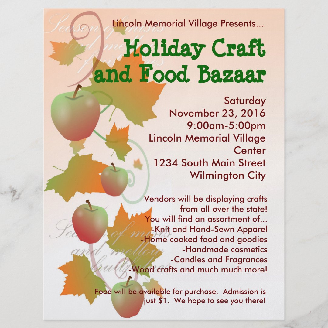Autumn Harvest Holiday Craft Bazaar Flyer | Zazzle